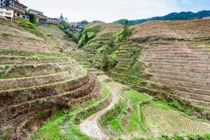 view of terraced area in Dazhai village in country photo