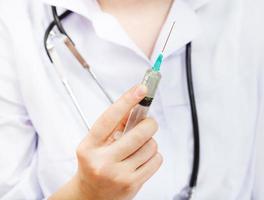 nurse holds syringe photo