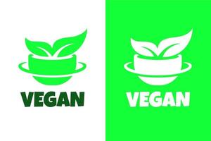 diseño de logotipo de tazón de arroz vegano vector