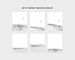 set of abstract mountain line art vector