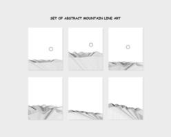 set of abstract mountain line art vector