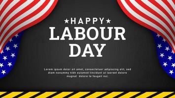 Happy Labour Day Background with Yellow Stripe and Tools vector