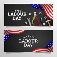 Happy Labour Day Background with Yellow Stripe and Tools vector