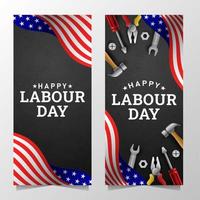 Happy Labour Day Background with Yellow Stripe and Tools vector