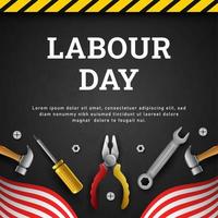 Happy Labour Day Background with Yellow Stripe and Tools vector