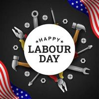 Happy Labour Day Background with Yellow Stripe and Tools vector