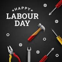 Happy Labour Day Background with Yellow Stripe and Tools vector