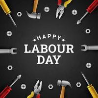 Happy Labour Day Background with Yellow Stripe and Tools vector