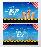 Happy Labour Day Background with Yellow Stripe and Tools vector