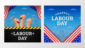 Happy Labour Day Background with Yellow Stripe and Tools vector