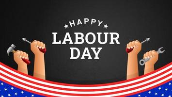 Happy Labour Day Background with Yellow Stripe and Tools vector