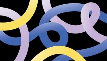 Colored tangled ribbons. Curved lines that intertwine and overlap on black background. vector