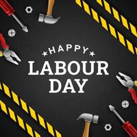 Happy Labour Day Background with Yellow Stripe and Tools vector