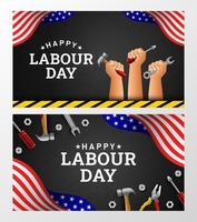 Happy Labour Day Background with Yellow Stripe and Tools vector