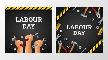 Happy Labour Day Background with Yellow Stripe and Tools vector