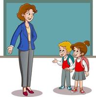 students and teacher in classroom vector illustration