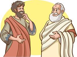 two great philosopher greek thinkers vector illustration