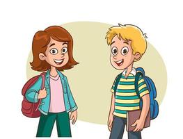 vector illustration of male and female student standing