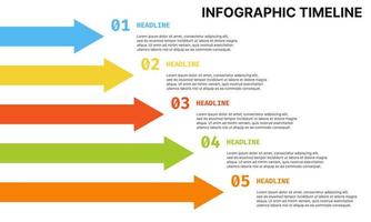 línea de tiempo de infografía empresarial con flecha. plantilla de infografía empresarial. plantilla de infografía de presentación con proceso de línea de tiempo. proceso de línea de tiempo infográfico. vector