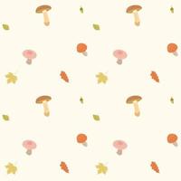 autumn pattern. Mushrooms, leaves, acorns on a pattern for textiles, napkins, fabrics, prints, wrapping paper, wallpapers. vector