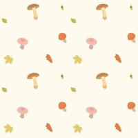 autumn pattern. Mushrooms, leaves, acorns on a pattern for textiles, napkins, fabrics, prints, wrapping paper, wallpapers. vector