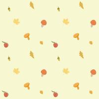 autumn pattern. Mushrooms, leaves, acorns on a pattern for textiles, napkins, fabrics, prints, wrapping paper, wallpapers. vector