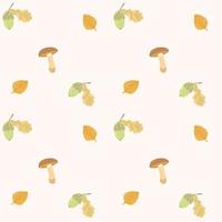 autumn pattern. Mushrooms, leaves, acorns on a pattern for textiles, napkins, fabrics, prints, wrapping paper, wallpapers. vector