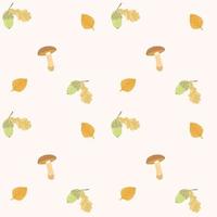 autumn pattern. Mushrooms, leaves, acorns on a pattern for textiles, napkins, fabrics, prints, wrapping paper, wallpapers. vector