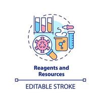 Reagents and resources concept icon. Pandemic preparedness preclinical research abstract idea thin line illustration. Isolated outline drawing. Editable stroke. vector