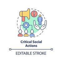 Critical social actions concept icon. Illness information. Pandemic preparedness abstract idea thin line illustration. Isolated outline drawing. Editable stroke. vector