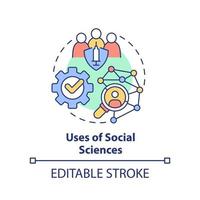 Uses of social sciences concept icon. Prevention measures. Pandemic preparedness abstract idea thin line illustration. Isolated outline drawing. Editable stroke. vector