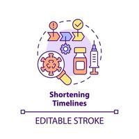 Shortening timelines concept icon. Goal for pandemic preparedness plan abstract idea thin line illustration. Isolated outline drawing. Editable stroke. vector