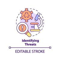 Identifying threats concept icon. Goal for pandemic preparedness plan abstract idea thin line illustration. Isolated outline drawing. Editable stroke. vector