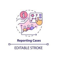 Reporting cases concept icon. Data presentation. Disease monitoring abstract idea thin line illustration. Isolated outline drawing. Editable stroke. vector