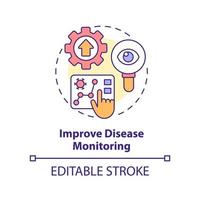 Improve disease monitoring concept icon. Illness surveillance. Pandemic prevention abstract idea thin line illustration. Isolated outline drawing. Editable stroke. vector