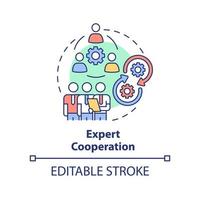 Expert cooperation concept icon. Specialists integration. Pandemic preparedness abstract idea thin line illustration. Isolated outline drawing. Editable stroke. vector