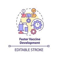 Faster vaccine development concept icon. Rapid injection design. Pandemic prevention abstract idea thin line illustration. Isolated outline drawing. Editable stroke. vector