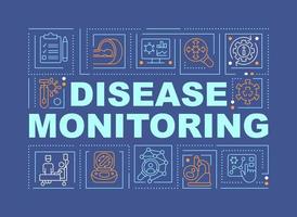 Disease monitoring word concepts blue banner. Infection surveillance. Infographics with editable icons on color background. Isolated typography. Vector illustration with text.