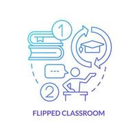 Flipped classroom blue gradient concept icon. Discussion, activities at lesson. Trend in education abstract idea thin line illustration. Isolated outline drawing. vector