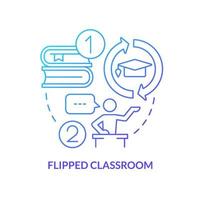 Flipped classroom blue gradient concept icon. Discussion, activities at lesson. Trend in education abstract idea thin line illustration. Isolated outline drawing. vector