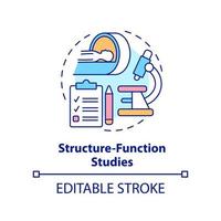 Structure function studies concept icon. Pandemic preparedness preclinical research abstract idea thin line illustration. Isolated outline drawing. Editable stroke. vector