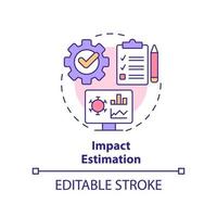 icono del concepto de estimación de impacto. estudio y análisis de datos. monitoreo de enfermedades idea abstracta ilustración de línea delgada. dibujo de contorno aislado. trazo editable. vector