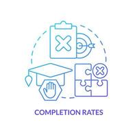 Completion rates blue gradient concept icon. Do not finish college. Issue in higher education abstract idea thin line illustration. Isolated outline drawing. vector