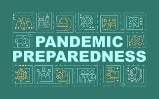 Pandemic preparedness word concepts dark green banner. Struggle virus. Infographics with editable icons on color background. Isolated typography. Vector illustration with text.