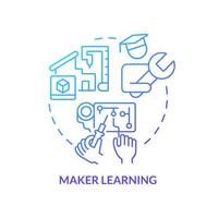 Maker learning blue gradient concept icon. Hand-on activities at lesson. Trend in education abstract idea thin line illustration. Isolated outline drawing. vector