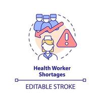 Health worker shortages concept icon. Reason for increased risk of pandemic abstract idea thin line illustration. Isolated outline drawing. Editable stroke. vector