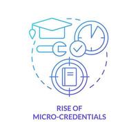 Rise of micro credentials blue gradient concept icon. Short term course. Trend in education abstract idea thin line illustration. Isolated outline drawing. vector