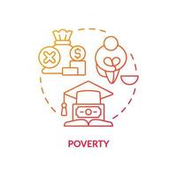 Poverty red gradient concept icon. Bad learning performance. Financial needs. Problem in public schools abstract idea thin line illustration. Isolated outline drawing. vector