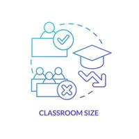 Classroom size blue gradient concept icon. Effective education. Better performance. Problem in public schools abstract idea thin line illustration. Isolated outline drawing. vector