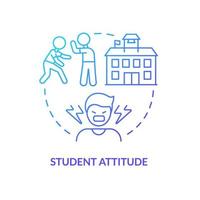 Student attitude blue gradient concept icon. Poor pupils behavior. Problem in public schools abstract idea thin line illustration. Isolated outline drawing. vector